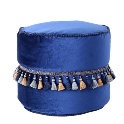 Wohnen Orientalische Möbel*45x38x45 Hocker Pouf aus Samt in Blau - Quinn