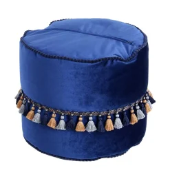 Wohnen Orientalische Möbel*45x38x45 Hocker Pouf aus Samt in Blau - Quinn