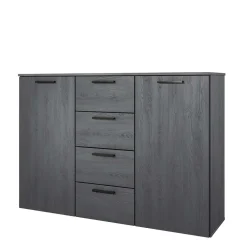 Wohnen 132x93x38 Hohe Kombi-Kommode in Eiche Grau - Carika