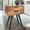 Wohnen 47x65x35 Hohe Nachtkommode aus Akazie Natur - Ishi