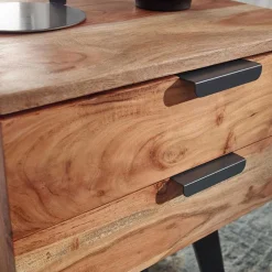 Wohnen 47x65x35 Hohe Nachtkommode aus Akazie Natur - Ishi