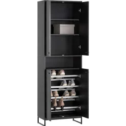 Wohnen Skandinavische Möbel|Schuhschränke*60x186x33 Hoher Schuhschrank mit 4 Türen & Fach - Anderian