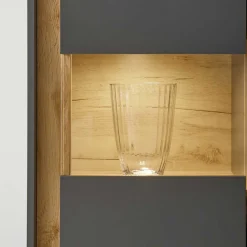 Wohnen Vitrinen|Wohnzimmer-Vitrinen*50x197x40 Hoher Wohnzimmerschrank mit Glaseinsatz - Ahilav