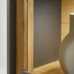 Wohnen Vitrinen|Wohnzimmer-Vitrinen*50x197x40 Hoher Wohnzimmerschrank mit Glaseinsatz - Ahilav