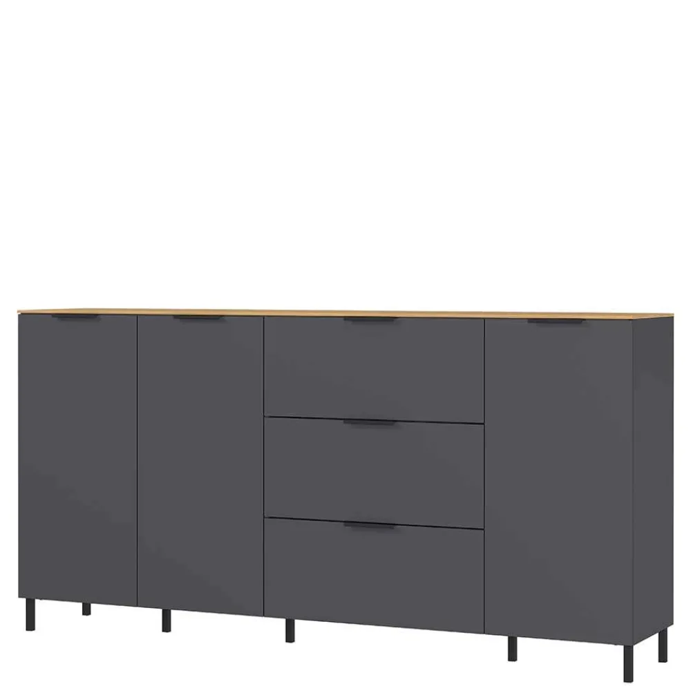 Wohnen Sideboards*192x98x40 Hohes Sideboard in Dunkelgrau - Lurys