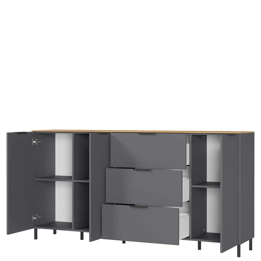 Wohnen Sideboards*192x98x40 Hohes Sideboard in Dunkelgrau - Lurys