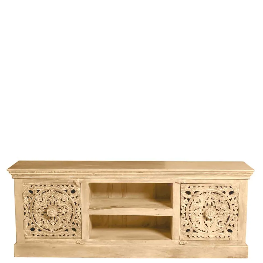Wohnen Vintage Möbel|Orientalische Möbel*150x60x40 Holz Lowboard mit Ornamenten - Runiasa