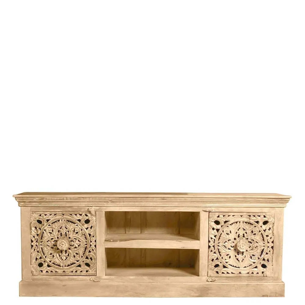 Wohnen Vintage Möbel|Orientalische Möbel*150x60x40 Holz Lowboard mit Ornamenten - Runiasa