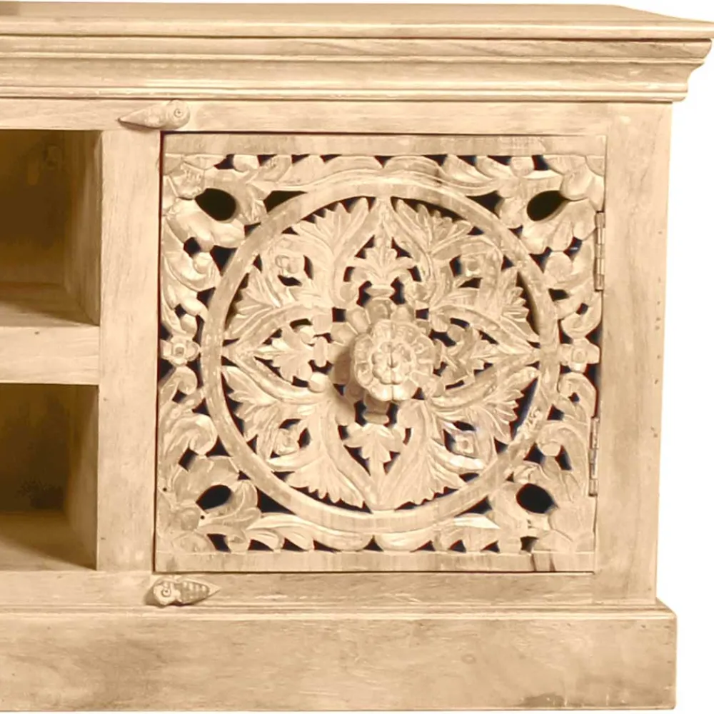 Wohnen Vintage Möbel|Orientalische Möbel*150x60x40 Holz Lowboard mit Ornamenten - Runiasa