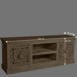 Wohnen Vintage Möbel|Orientalische Möbel*150x60x40 Holz Lowboard mit Ornamenten - Runiasa