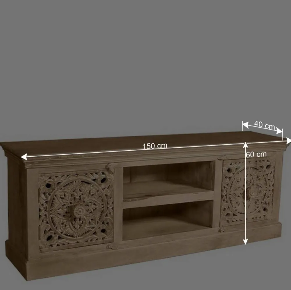 Wohnen Vintage Möbel|Orientalische Möbel*150x60x40 Holz Lowboard mit Ornamenten - Runiasa