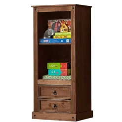 Wohnen Esszimmer-Vitrinen*65x140x38 Holz Regal in Dunkelbraun - Larentina