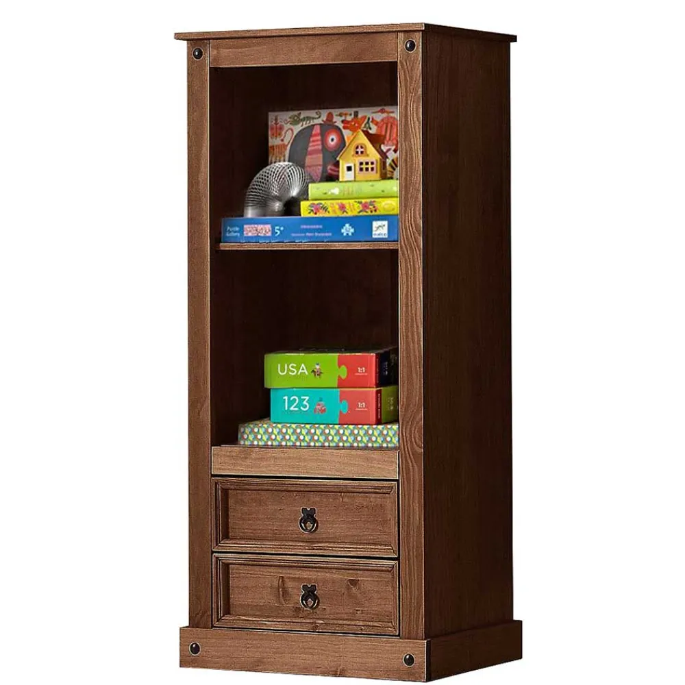 Wohnen Esszimmer-Vitrinen*65x140x38 Holz Regal in Dunkelbraun - Larentina