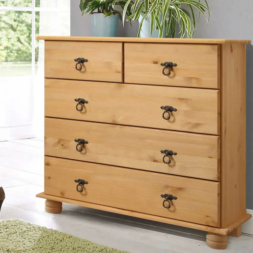 Wohnen Flurkommoden*82x78x30 Holzkommode mit fünf Schubladen - Lugsca