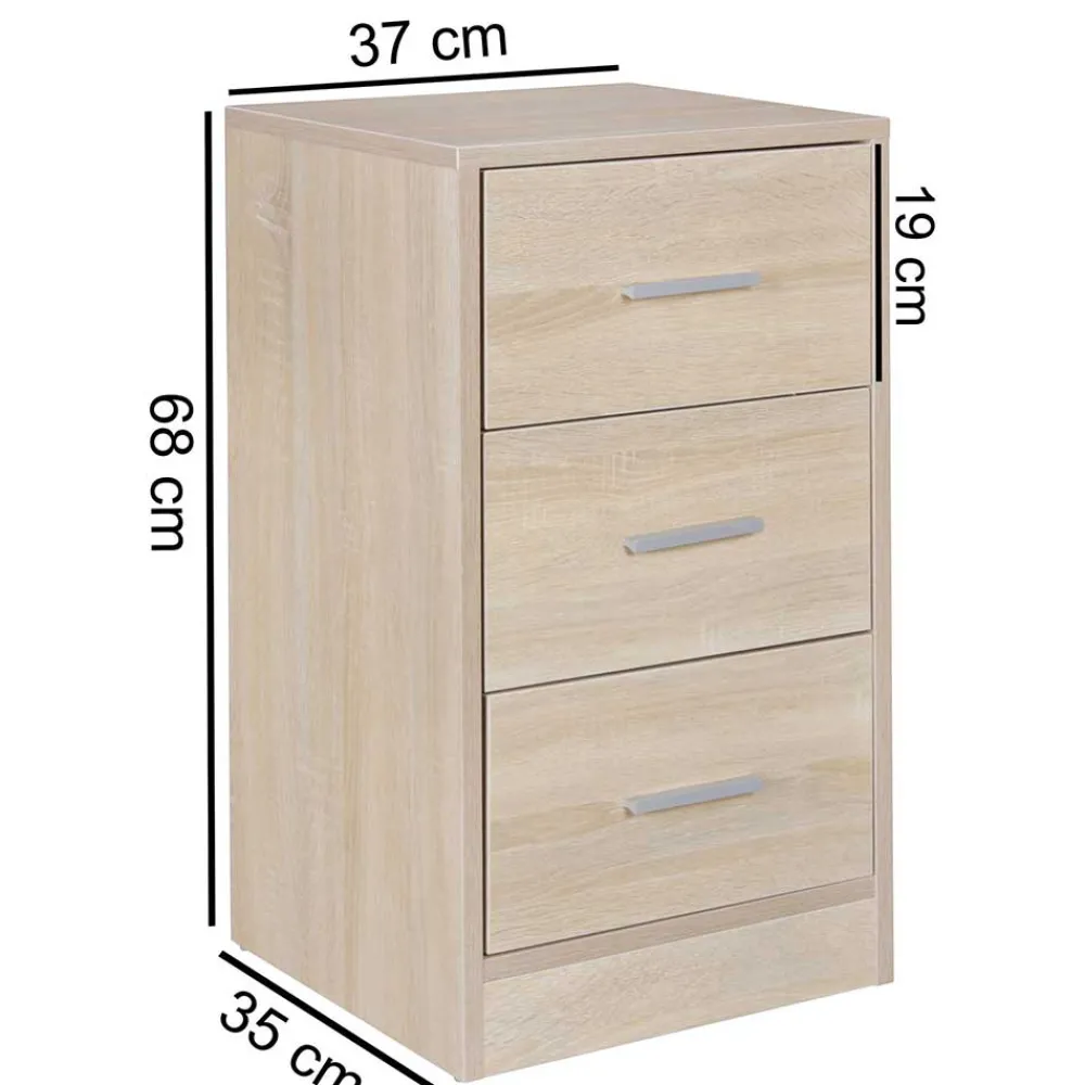 Wohnen 37x68x35 Holzoptik Nachtkommode in Sonoma-Eiche - Angrada