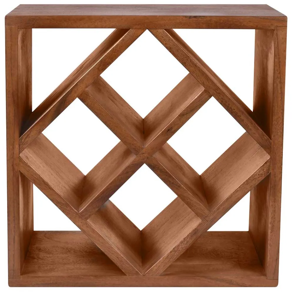 Wohnen 40x40x25 Holzregal für Wein aus Akazie Massivholz - Bernadi