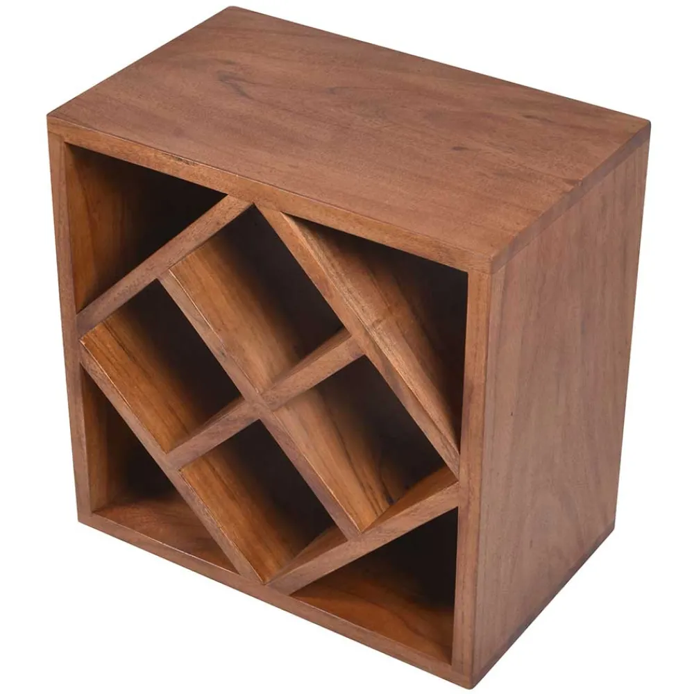 Wohnen 40x40x25 Holzregal für Wein aus Akazie Massivholz - Bernadi