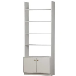 Wohnen 80x200x35 Holzregal in Grau im Skandi Design - Huvina