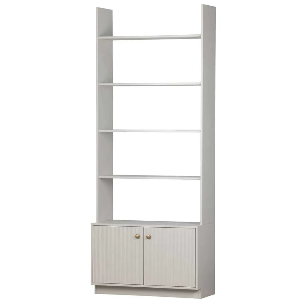 Wohnen 80x200x35 Holzregal in Grau im Skandi Design - Huvina