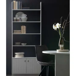 Wohnen 80x200x35 Holzregal in Grau im Skandi Design - Huvina