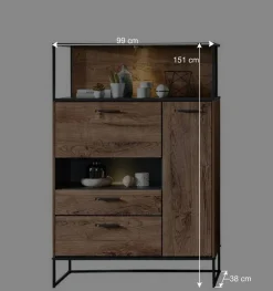 Wohnen 99x151x38 Industrial Highboard fürs Wohnzimmer - Xindus