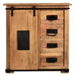 Wohnen 77x80x38 Industrial Kommode mit Schiebetür - Eswan