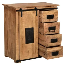 Wohnen 77x80x38 Industrial Kommode mit Schiebetür - Eswan