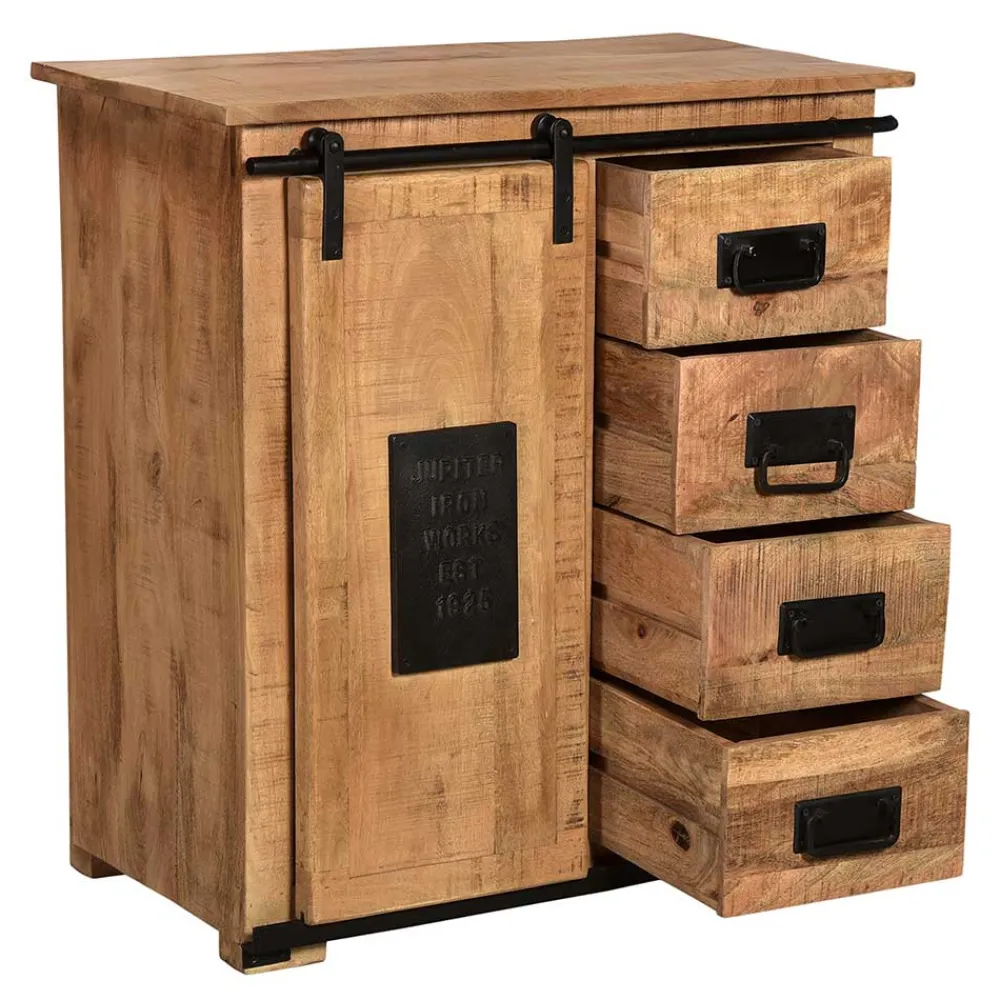 Wohnen 77x80x38 Industrial Kommode mit Schiebetür - Eswan