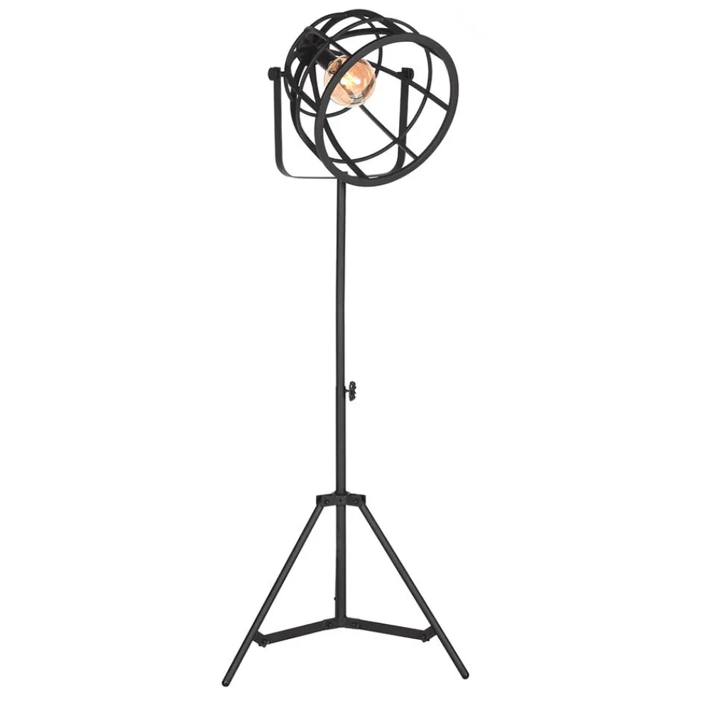 Wohnen 55x170x55 Industrial Stehlampe aus schwarzem Metall - Sucaeva