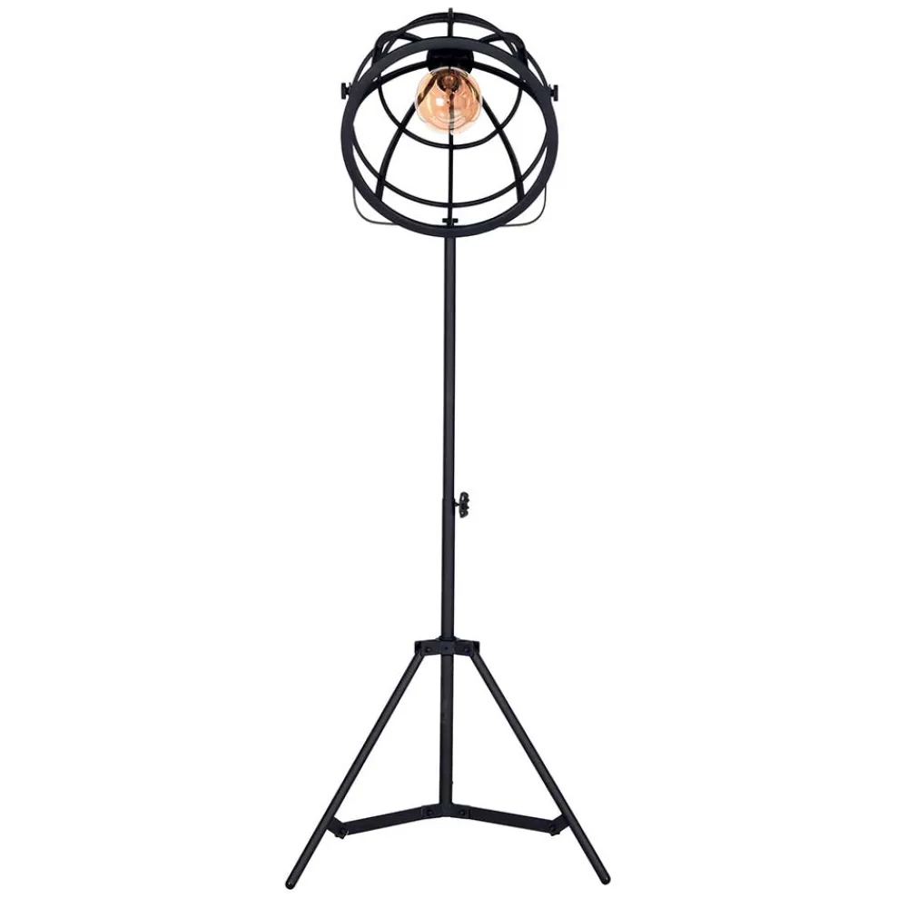 Wohnen 55x170x55 Industrial Stehlampe aus schwarzem Metall - Sucaeva