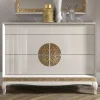 Wohnen Designermöbel*128x100x52 Italienische Kommode in Weiß & Gold - Valganios