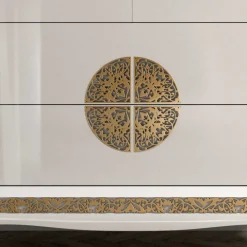 Wohnen Designermöbel*128x100x52 Italienische Kommode in Weiß & Gold - Valganios
