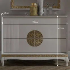 Wohnen Designermöbel*128x100x52 Italienische Kommode in Weiß & Gold - Valganios