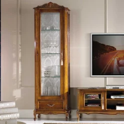 Wohnen Vitrinen|Wohnzimmer-Vitrinen*58x184x35 Italienische Vitrine in Nussbaum - Carlenna