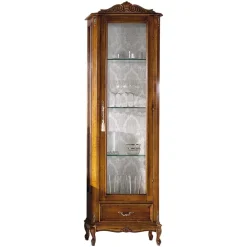 Wohnen Vitrinen|Wohnzimmer-Vitrinen*58x184x35 Italienische Vitrine in Nussbaum - Carlenna