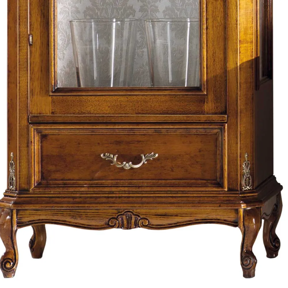Wohnen Vitrinen|Wohnzimmer-Vitrinen*58x184x35 Italienische Vitrine in Nussbaum - Carlenna