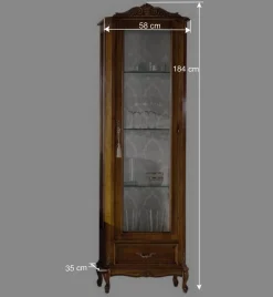 Wohnen Vitrinen|Wohnzimmer-Vitrinen*58x184x35 Italienische Vitrine in Nussbaum - Carlenna