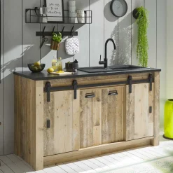 Wohnen 161x93x64 Küche Anrichte in Holz verwittert - Garisa