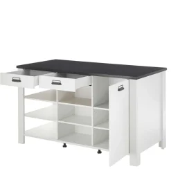 Wohnen 161x93x77 Kücheninsel in Weiß & Anthrazit - Eture