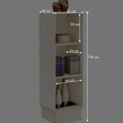 Wohnen 40x126x34 Kiefernholz Regal in Creme - Rospus