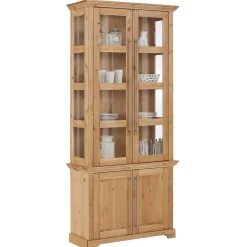 Wohnen 94x210x39 Kiefernholz Vitrine - Landhaus modern - Noellisa