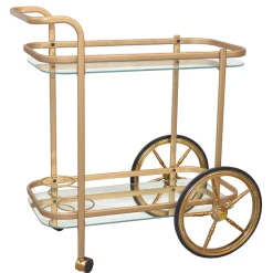 Wohnen 69x75x43 Klassischer Barwagen aus Glas & Metall - Zelda