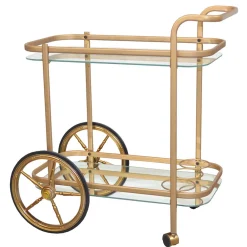 Wohnen 69x75x43 Klassischer Barwagen aus Glas & Metall - Zelda