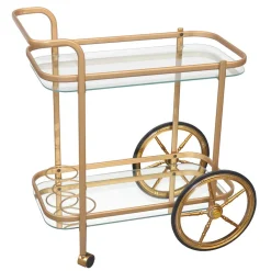 Wohnen 69x75x43 Klassischer Barwagen aus Glas & Metall - Zelda