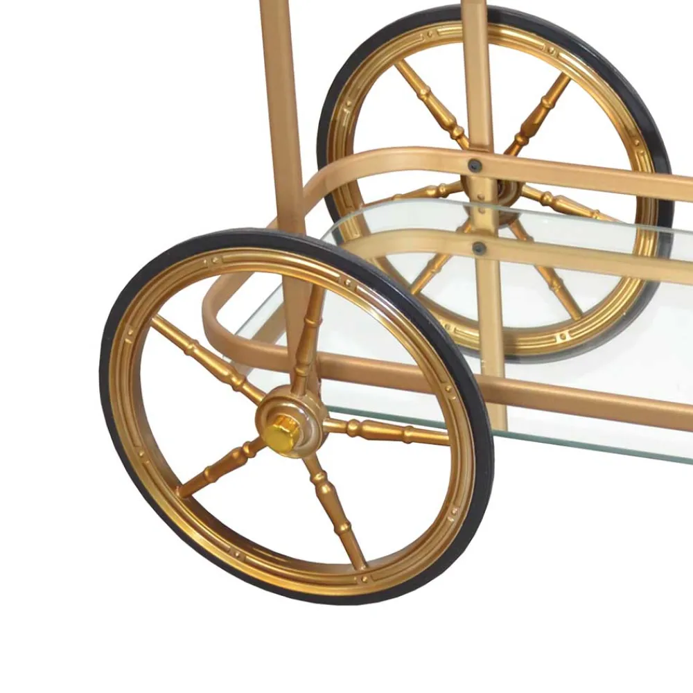 Wohnen 69x75x43 Klassischer Barwagen aus Glas & Metall - Zelda