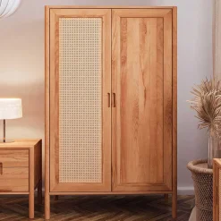 Wohnen 108x175x60 Kleiderschrank mit Wiener Geflecht Tür - Indrya