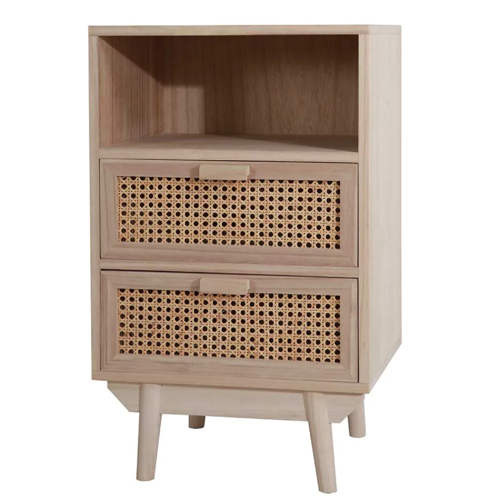Wohnen Rattanmöbel|Nachttische*40x68x36 Kleine Kommode mit Fach & 2 Schubladen - Oncinasa