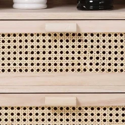 Wohnen Rattanmöbel|Nachttische*40x68x36 Kleine Kommode mit Fach & 2 Schubladen - Oncinasa