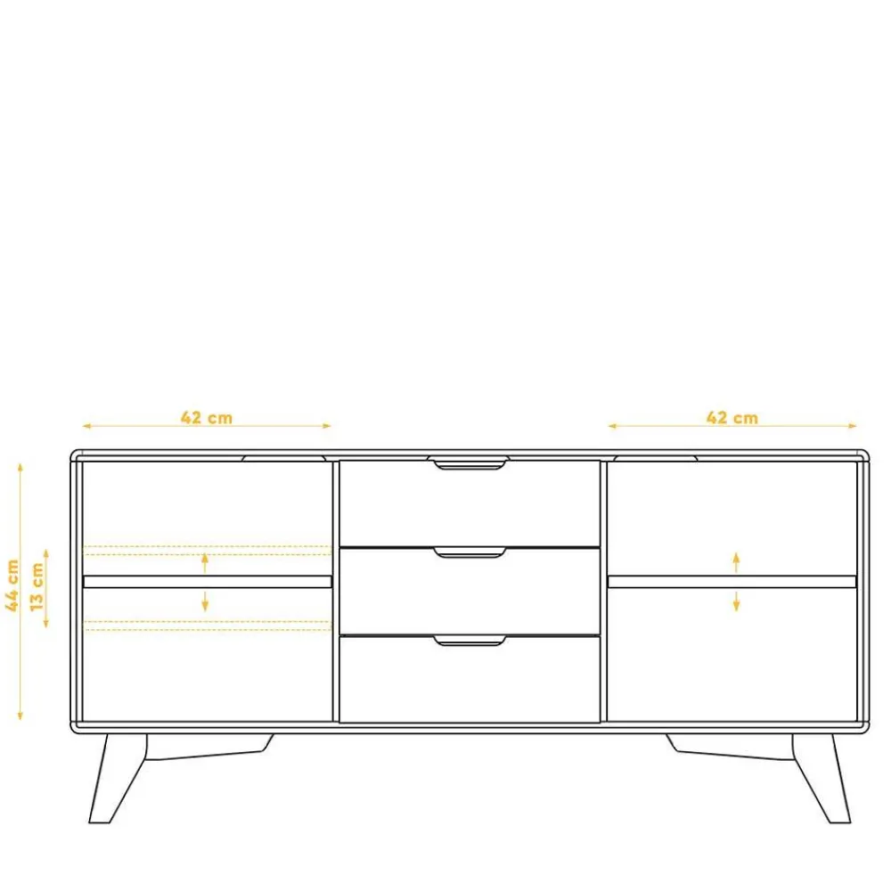 Wohnen Sideboards & Kommoden|Sideboards & Kommoden*134x63x40 Kombi Kommode in Weiß & Wildeiche Natur - Diesta