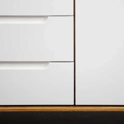 Wohnen Sideboards & Kommoden|Sideboards & Kommoden*134x63x40 Kombi Kommode in Weiß & Wildeiche Natur - Diesta